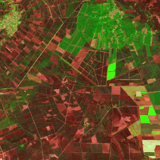 Image satellite de la forêt du Porge avant le feu, végétation dense en vert vif